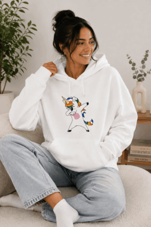 Rainbow Unicorn Hoodie – Cute Dabbing Unicorn Sweatshirt for Pride, Festivals & Everyday Wear